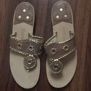 Jack Rogers Brown and gold leather sandals